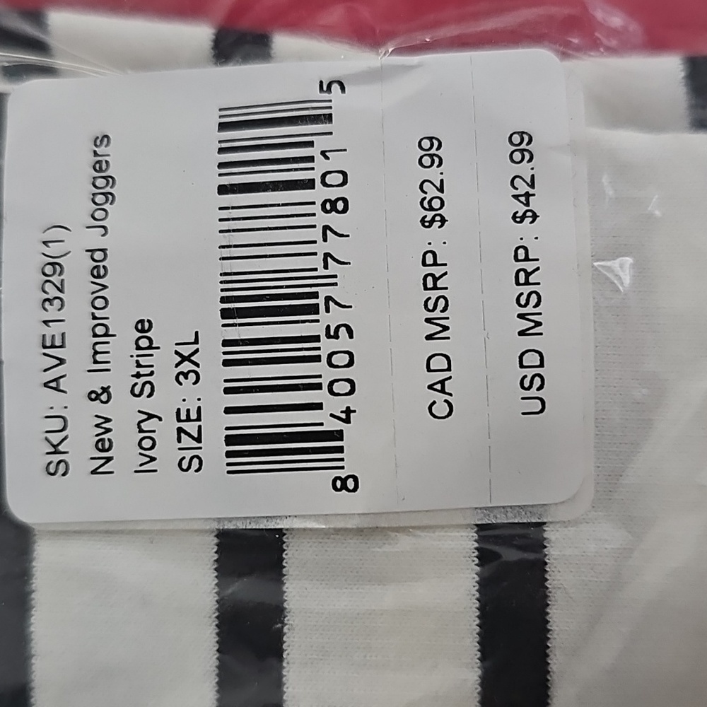 Ampersand Avenue Striped Black Ivory Jogger Lounge Pants 3XL - Picture 4 of 5